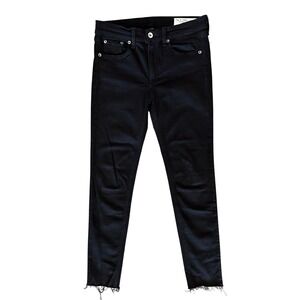 Rag & Bone Ankle Skinny Jeans Black Raw Hem Womens 28